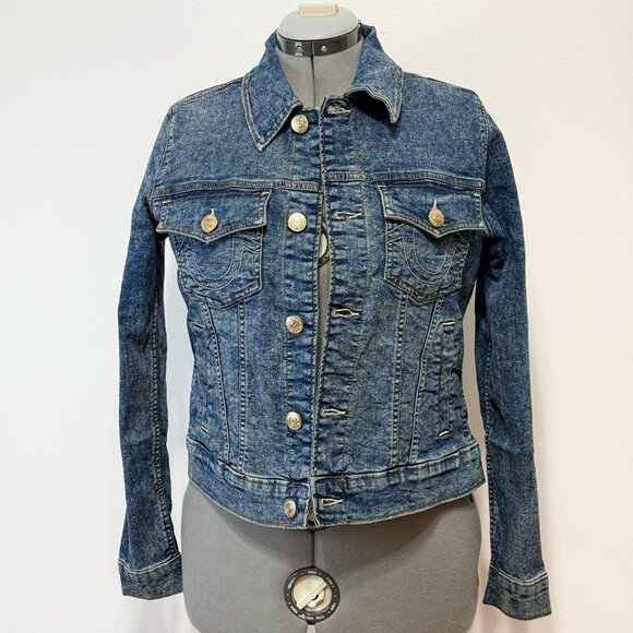 True Religion NWT Sz S  Medium  Wash Jesse Single Needle Slim Fit Denim Jacket - Picture 12 of 14